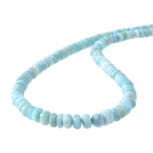 Larimar Necklace,Sterling Silver Adjustable Chain,Natural Dominican Blue Gemstone,Healing Crystal Beads Jewelry,Gift for her