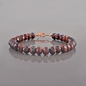 Natural Tiger’s Eye Stone Beaded Bracelet - 6mm Gemstone Brown Bracelet Healing Bracelet Christmas Gift, Tiger eye Jewelry, gift for him