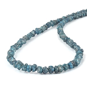 Natural Blue Diamond Necklace-April Birthstone Jewelry-Raw Rough Diamond nuggets-Diamond Gemstone Necklace-Sterling Silver Chain Claps Gift