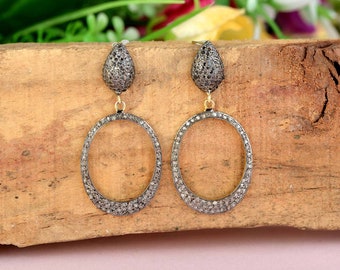 Natural Diamond Earrings,Diamond Dangle Earrings,Womens Diamond Studs,Wedding annivserery diamond jewelry,Grey Diamond studs,Pave Diamond