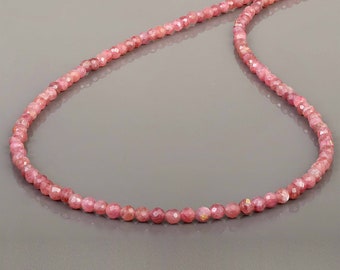 Collier tourmaline rose Collier de perles de tourmaline pastèque Perles roses minuscules perles collier bijoux cadeau tourmaline perlée à facettes rondes