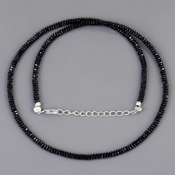 Black Spinel Tennis Necklace in Sterling Silver | Black Spinel Necklace |  eBay