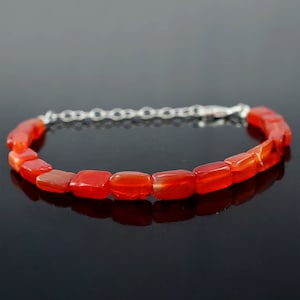 Natural Carnelian bracelet Genuine Crystal Carnelian Gemstone Bracelet, Stone of Luck, Prosperity,Gift for Men & Women