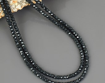 Collana di spinello nero naturale, gioielli di spinello nero, argento sterling, stratificazione, perline, 4mm, donna, uomo, collana di pietre preziose UNISEX regalo per