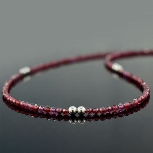 Natural GARNET Necklace, Garnet Bead Necklace,Tiny Garnet Bead Necklace,Garnet Choker Necklace,Beaded Garnet Necklace, January Birthstone