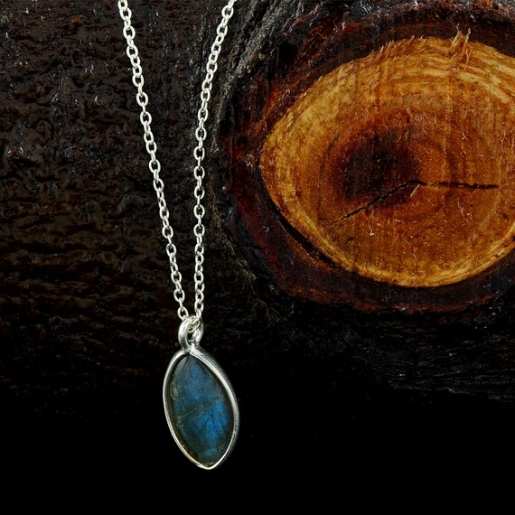 Labradorite necklace silver with natural gemstone deals