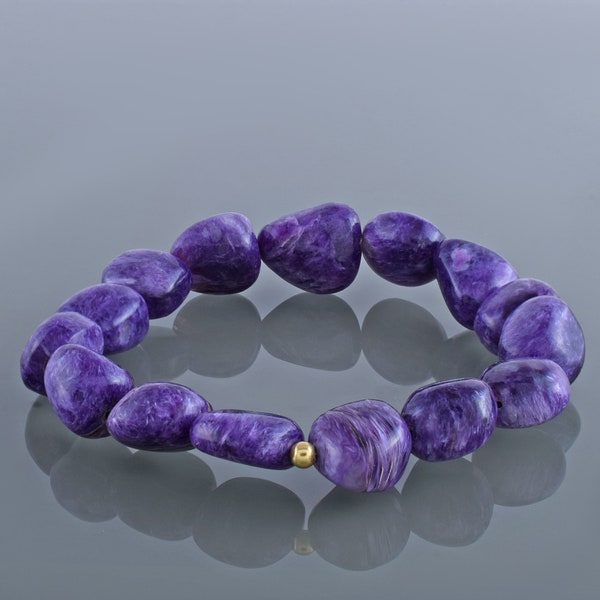 Natural Charoite Bracelet,Negative Energy Protection,Charoite tumbled bracelet,Raw Charoite bracelet,Charoite Stretch Elastic beads  Gift
