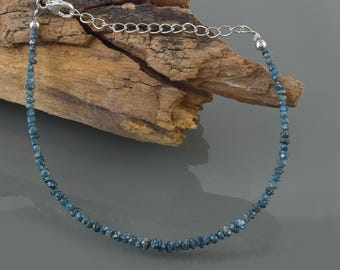 Natural Raw Diamond Bracelet  April Birthstone Jewelry Sterling Silver