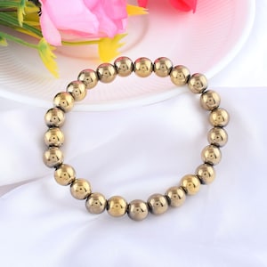 Natural Pyrite bracelet Genuine Crystal Pyrite Gemstone Bracelet, Stone of Luck, Prosperity, Gift for Men & Women