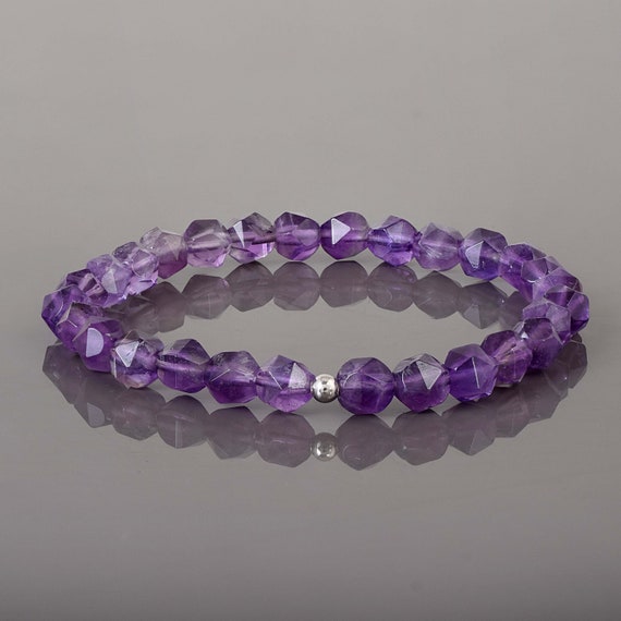Raw mystery” raw gemstone Amethyst bracelet Anniversary gift for women –  Crystal boutique