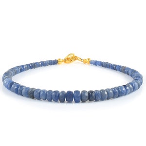 Blue Sapphire Bracelet Sterling Silver Beaded Gemstone Jewelry faceted September Birthstone Gift