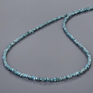 Natural Blue Diamond Necklace,Raw Rough Diamonds Strand,Rough Diamond Necklace,Uncut Diamond Nuggets,April Birthstone Chain  for Unisex