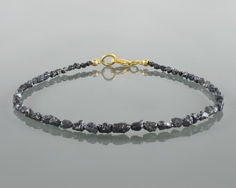 Black Raw Diamond Bracelet April Birthstone Sterling Silver