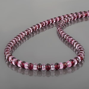 Genuine Garnet Beads Necklace With Pink Topaz ,handcrafted 925 Gemstone Jewelry,Natural Stone Necklace,January Birthstone Gift for Women Day