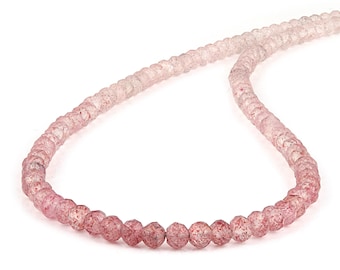 Collier de pierres précieuses en quartz fraise, collier de perles roses pour femme, collier de perles minimaliste, collier de pierres semi-précieuses, cadeau pour elle