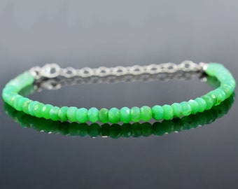 Chrysopras Armband Grün Edelstein Schmuck Silber Heilstein