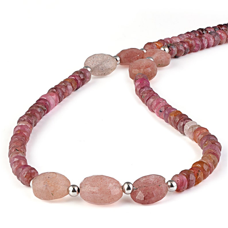 Pink Tourmaline necklace beaded tourmaline multi tourmaline tumble necklace pink gemstone beads necklace genuine Tourmaline jewelry gift