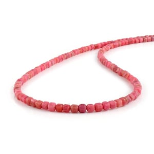 Gefacetteerde roze rhodonietketting - verjaardagscadeau vriendin - vierkante rhodonietchoker - natuurlijk kristal cadeau voor haar -925 zilveren kreeftenklauw