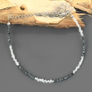 Natural Black Diamond & Herkimer Beads Bracelet-Uncut Diamond Nuggets Gift-April Birthstone Jewelry-Raw Rough Diamond Gift for her