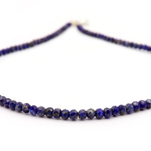 Natural Lapis Lazuli Necklace,Blue Lapis Gemstone Beaded Necklace,Rondelle Faceted Lapis Beads Jewelry, lapis lazuli bead necklace Gift