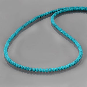 Turquoise Beaded Necklace: Sterling Silver, 4mm Gemstone Beads