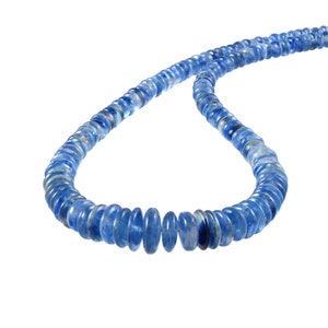 Natural Kyanite Beads Necklace – Sterling Silver Adjustable Chain – Blue Healing Crystal Jewelry – Chakra Gift – Gift for Her