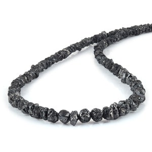 Black Diamond Necklace-Raw Rough Diamond Jewelry-Uncut Diamond Nuggets-Sterling Silver Clasp-April Birthstone Necklace-Natural Diamond Gift
