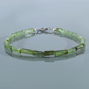 Natural Green Tourmaline Beads Bracelet, Handcrafted 925 Sterling Silver Tourmaline Jewelry, Green Gemstone Bracelet, Birthday Gift for her