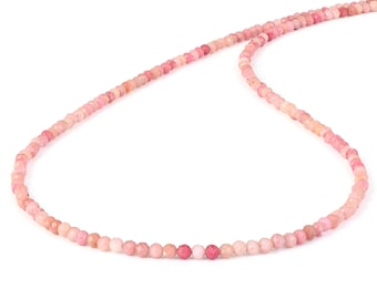 Collier de rhodonite naturelle, pierre précieuse de rhodonite ronde à facettes micro, chaîne de 18 pouces en argent 925, pierre rose perlée, perles de cristal de guérison, cadeau de bijoux