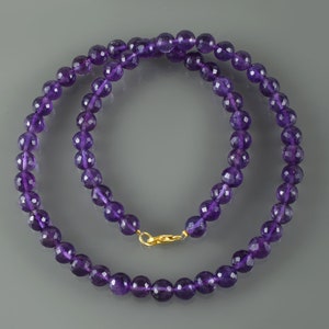 Natürliche Amethyst Perlen Halskette-Sterling Silber Klatschen-Februar Birthstone Schmuck-Lila Edelstein Halskette-Amethyst Kristall-Geschenk für sie