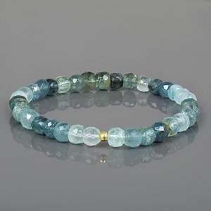 AAA Quality Natural Aquamarine Bracelet March Birthstone, Delicate Jewelry, Handmade Gemstone Jewelry Beaded Healing Power Aqua Beads Gift