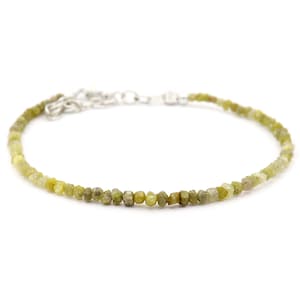 Natural Yellow Diamond Bracelet | Raw Rough Diamond Nuggets | Sterling Silver Clasp | April Birthstone Jewelry | Diamond Gift for Her