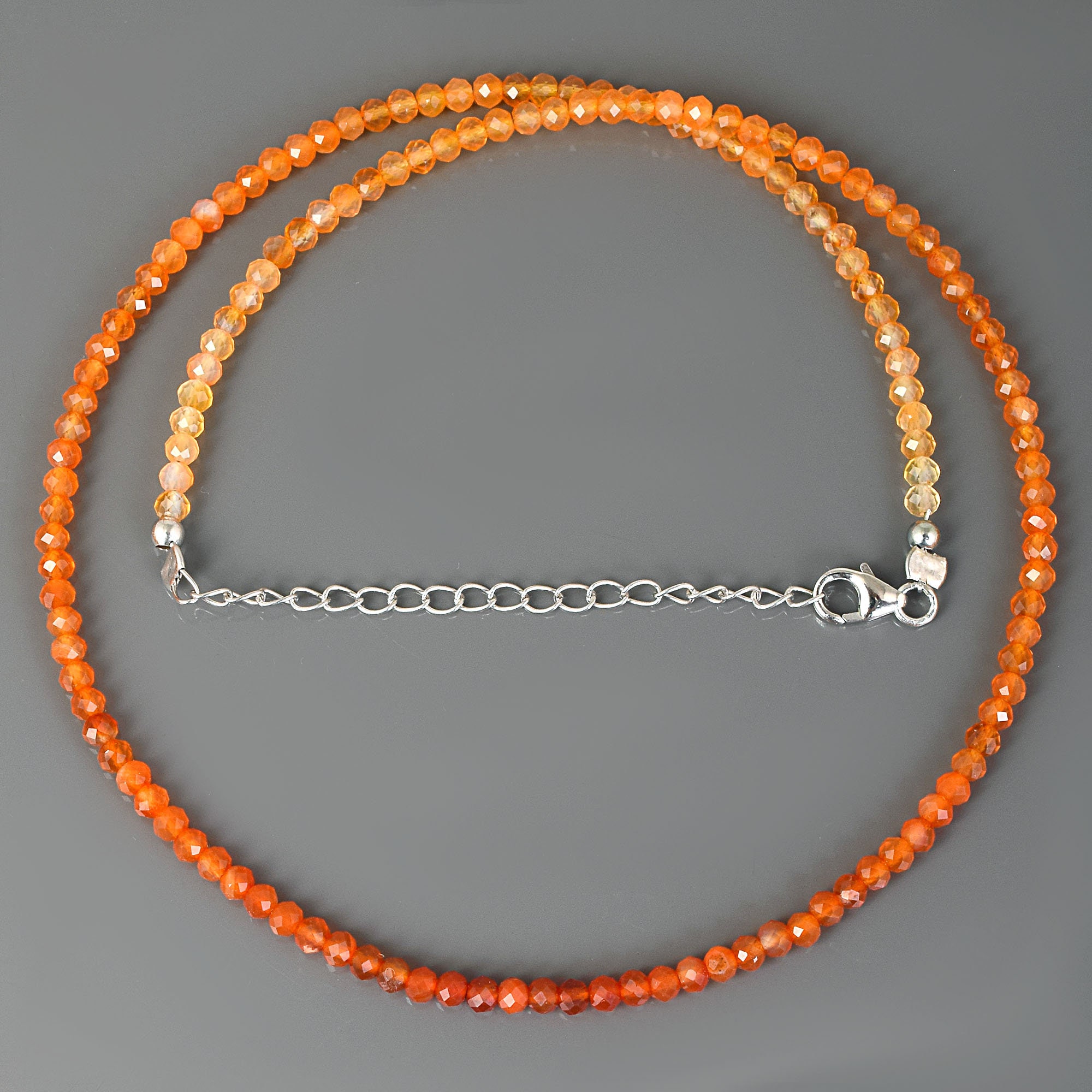 Collier De Perles En Cornaline Orange Clair - Longueur 46 Cm, Bijou Artisanal Miss Paris