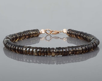 Smoky Quartz Bracelet, Rose Gold Filled Sterling Silver, Gemstone Jewelry