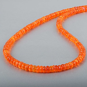 AAA Genuine Mexican Fire opal beaded necklace Plain Rondelle Orange opal Gemstone beads Jewelry Women's Wedding opal gift