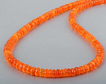 AAA Mexikanischer Feueropal Perlenkette, 925 Sterling Silber, Rondelle