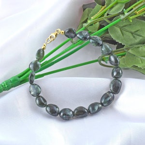 Natural Green Charoite Barcelet-Sterling Silver Claps-Deep Green Charoite Crystal Jewelry-Charoite Gemstone Bracelet-Healing Gift for her