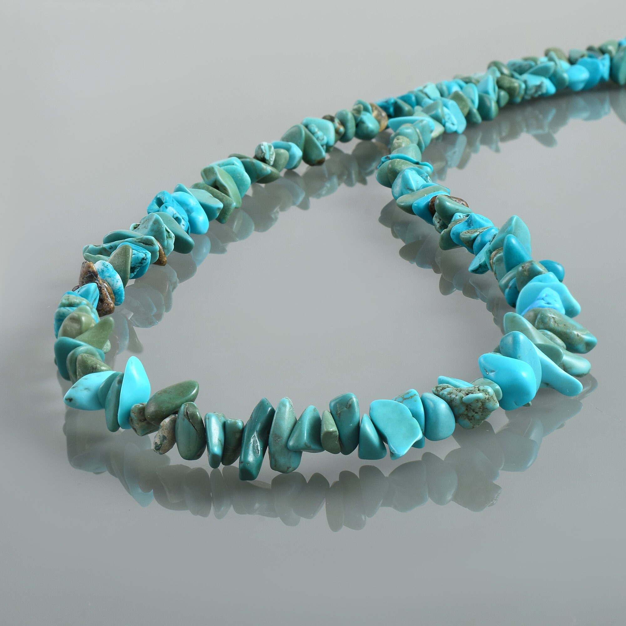 Collier En Turquoise Bleue De Perse - 210 Carats, Argent Massif - Longueur 45,50 Cm