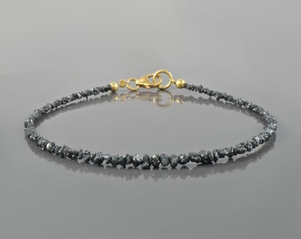 Raw Diamond Bracelet Rough Diamond Bracelet Black Diamond Bracelet Beaded Black Diamond Bracelet Natural Diamond Bracelet Jewelry Diamond