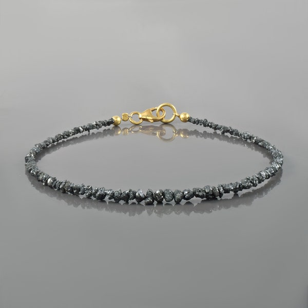 Bracelet diamants bruts Bracelet diamants bruts Bracelet diamants noirs Bracelet diamant noir perles Bracelet diamants naturels Bijoux diamant