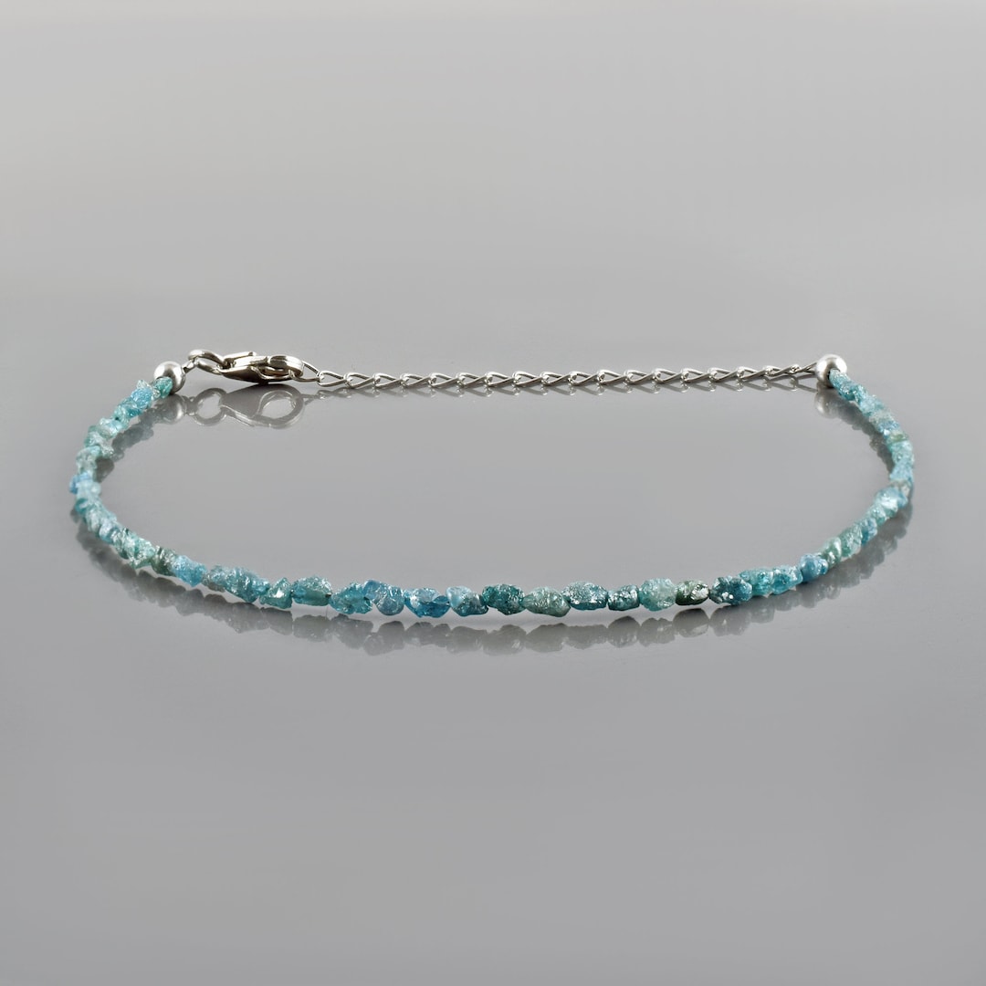 手作りブルーダイヤモンドブレスレット、925スターリングシルバー