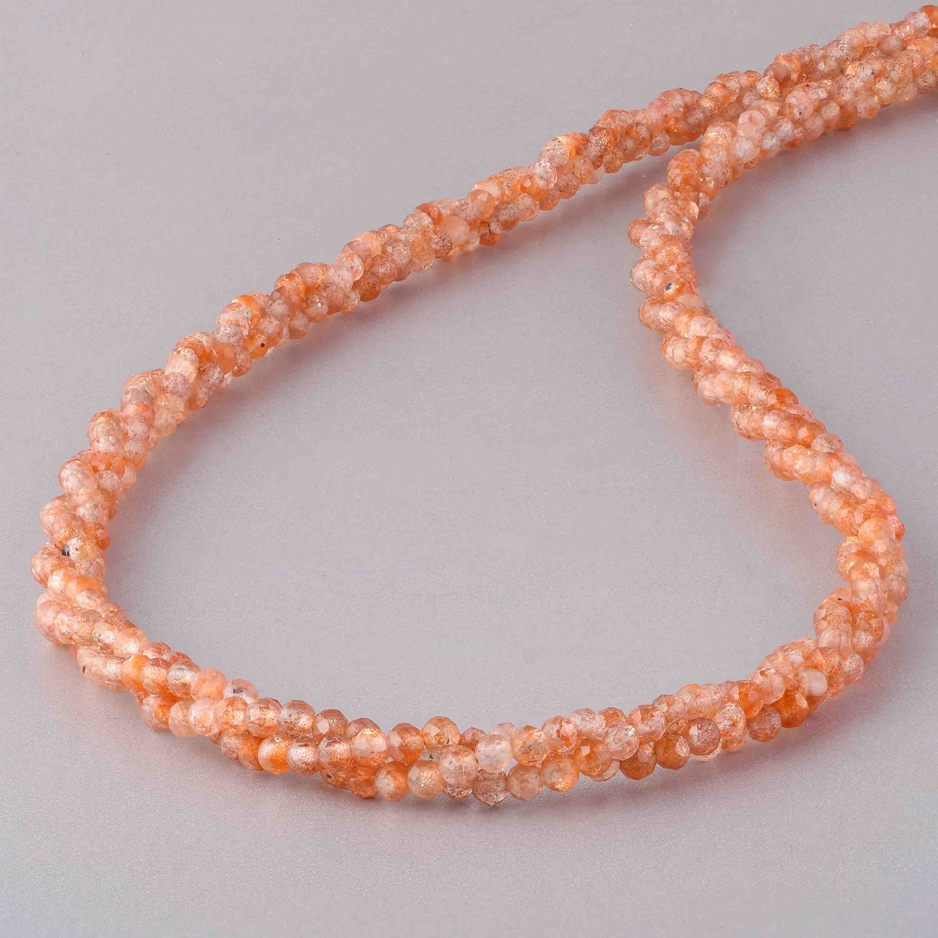 Sunstone Bead Necklace-sterling Silver Claps-orange Gemstone