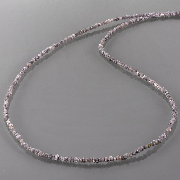 Natural Grey Diamond Necklace,Raw Diamond Necklace,Uncut Diamond Nuggets Jewelry,Diamond Beads Necklace,Raw Rough Diamond Necklace Gift