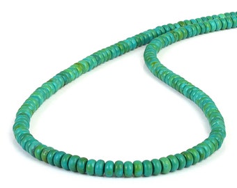 Collar de cuentas de turquesa verde natural, cierre de plata de ley