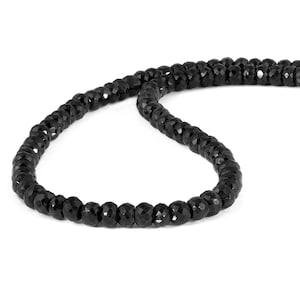 Natural Black Spinel Beads Necklace-Sterling Silver Claps-Black Gemstone Jewelry-Perfect Gift for Any Occasion-Roundel Faceted Spinel Gift