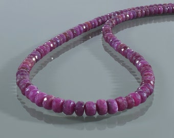 Natural Ruby Beaded Necklace in 925 Sterling Silver, July Birthstone Jewelry, Wedding Anniversary Gifts