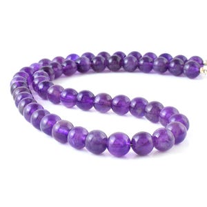 Amethyst Perlen Halskette, natürlicher lila Edelstein, Februar Birthstone Schmuck, Sterling Silber Verschluss, Geschenk für sie,