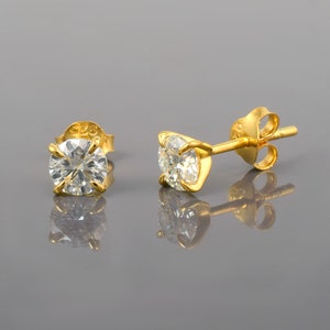 Stud Earrings MOISSANITE Diamond Women Men Earrings Round  Cut Push Back  925 Sterling Silver April birthstone studs gift
