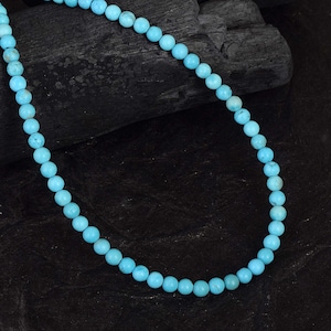 Turquoise necklace turquoise beaded necklace sterling silver turquoise jewelry Turquoise beads necklace gift for her gemstone beads necklace