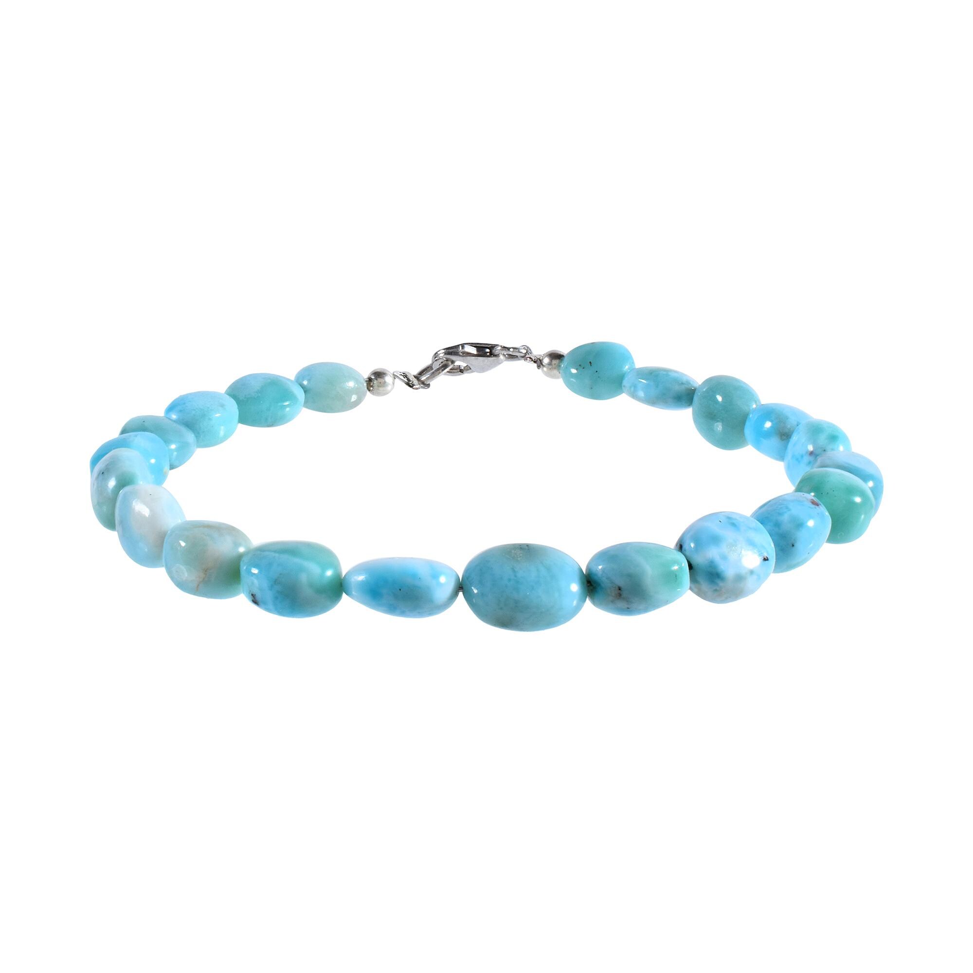 Braccialetti In Larimar: Pietra Preziosa Caraibica Blu Cielo - Foto 7